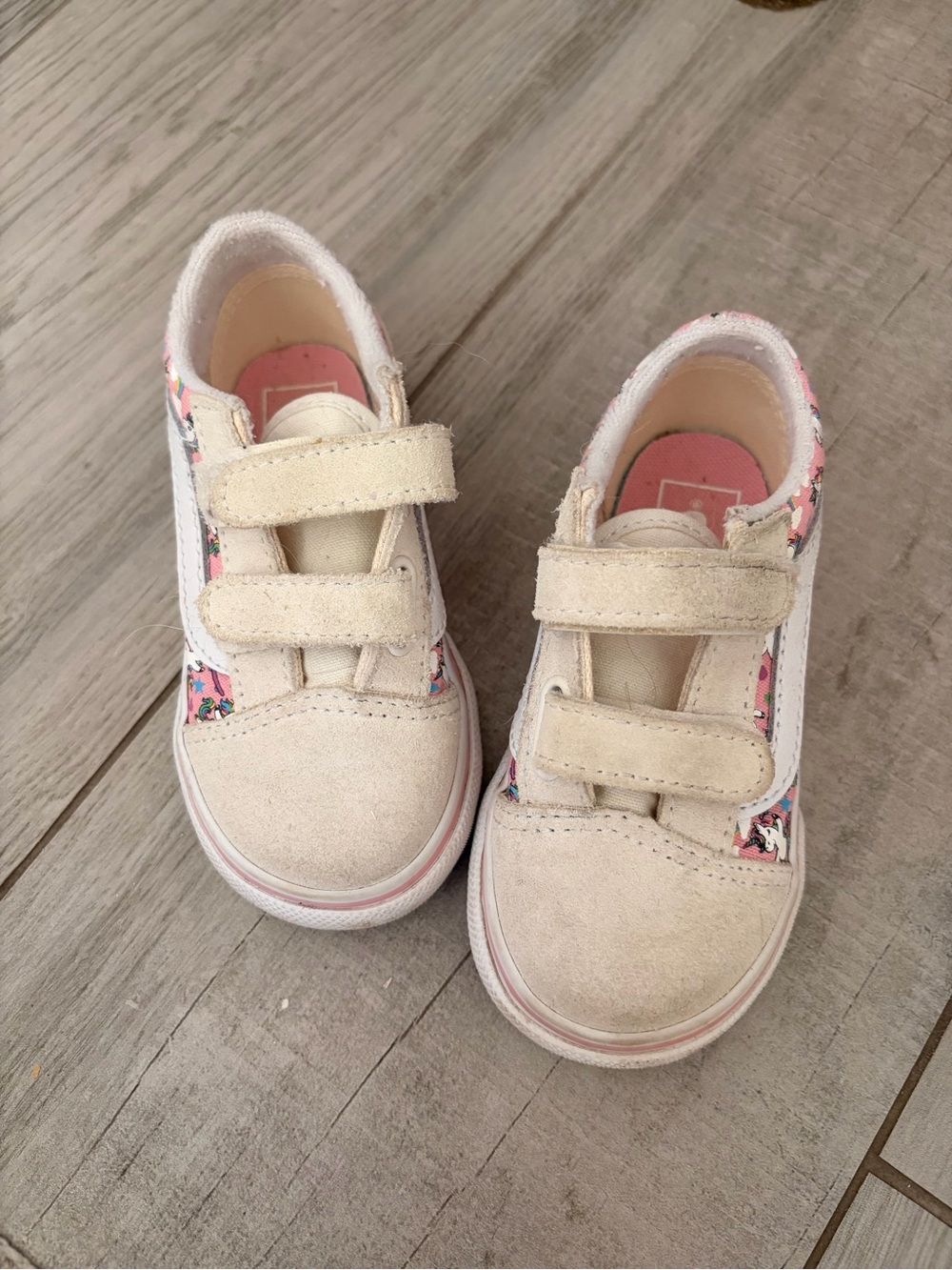 Masters Cream and Pink Unicorn Velcro Kids Sneakers